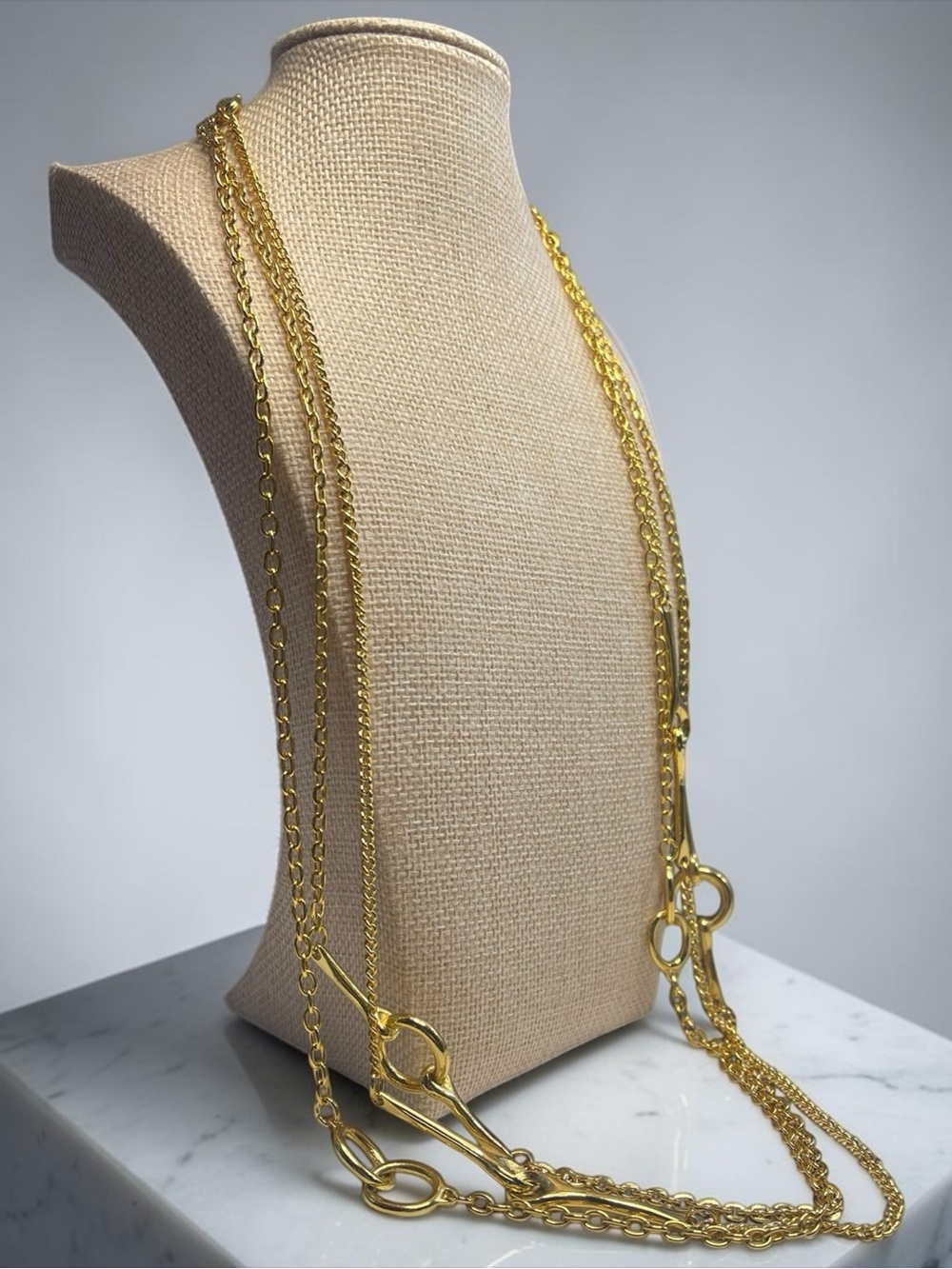 Beleza Curated 3 Piece Gold Tone Layering Chain Necklace Collection